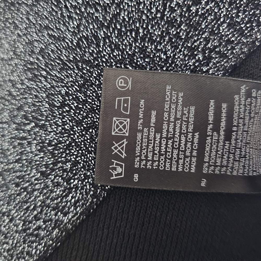 Reiss Lina Lurex Metallic Blue Black Body Con Party Dress 6 - Picture 9 of 9